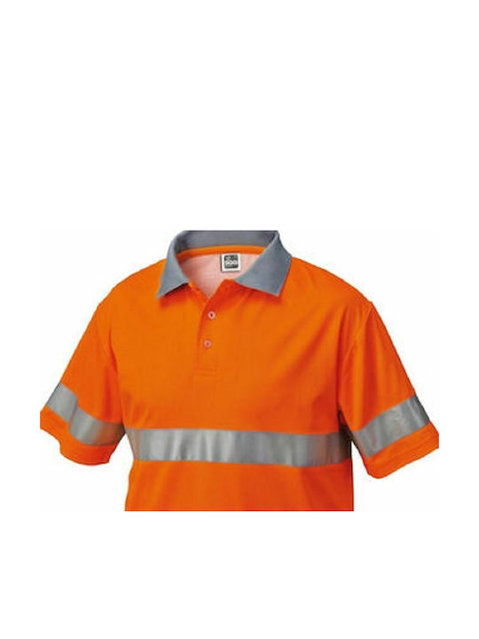 Siggi Work Polo Shirt Orange with Reflective Tapes