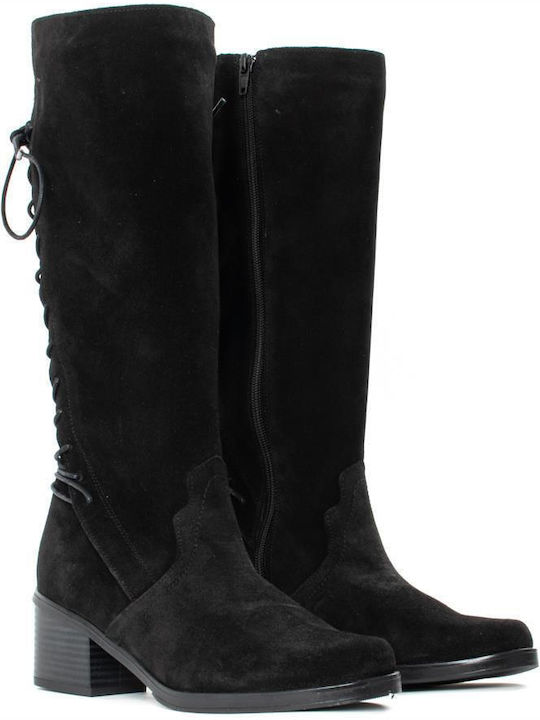 Yokono Wildleder Damenstiefel Schwarz