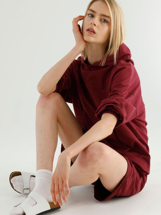 Siyah Inci Winter Women's Pyjama Set Bordeaux