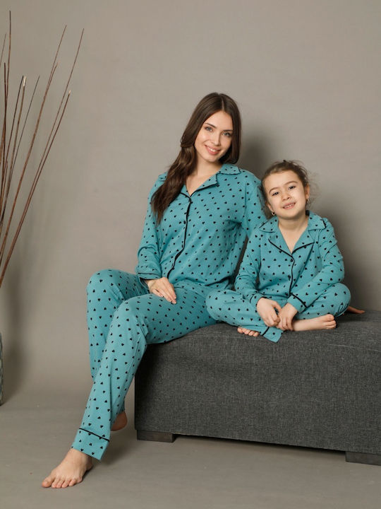 Sexen Kids' Pajamas Winter Cotton Petrol
