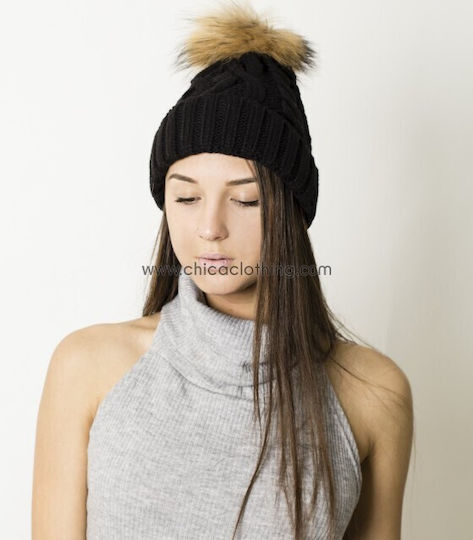 Beanie Unisex Beanie Gestrickt in Schwarz Farbe
