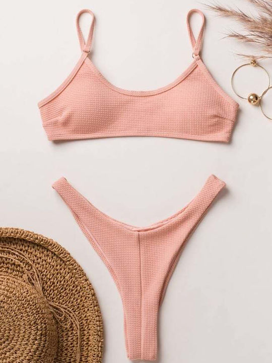 Sport Bikini-Set Sport-BH mit Abnehmbarer Verstärkung & Brasilien Hohe Taille Rosa