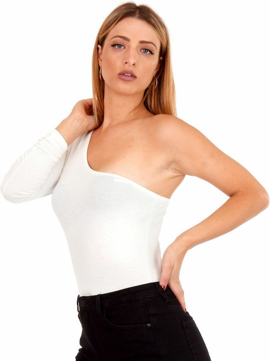 Silia D One Shoulder Bodysuit White