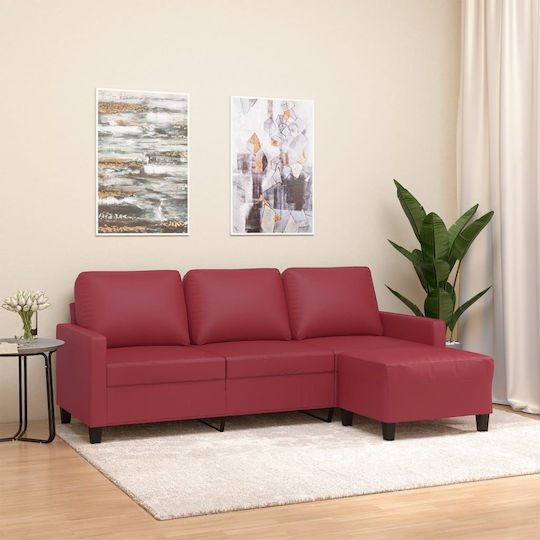 Canapea Cu Trei Locuri Din Piele Ecologică Roșie 198x77x80cm