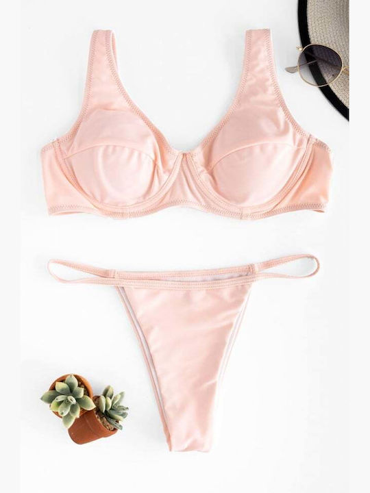 Bikini Set with Removable Padding Pink