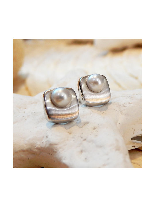 Polytimo Earrings made of Platinum with Pearls