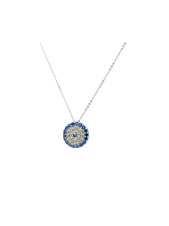 Necklace Eye from White Gold 14K with Zircon