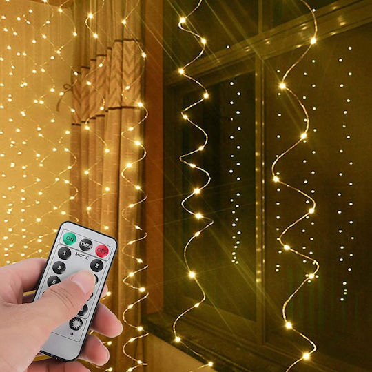Lichterketten LED 3m. x 300cm Warmes Weiß USB Typ Vorhang 1Stück