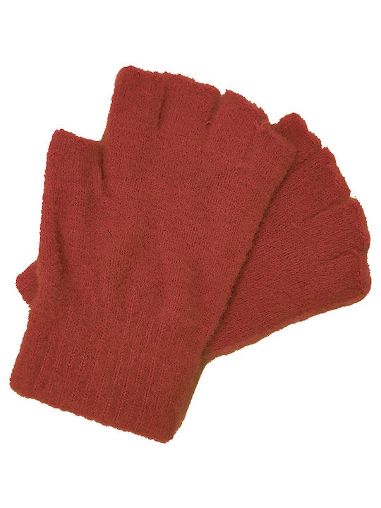 Gift-Me Women's Knitted Fingerless Gloves Red