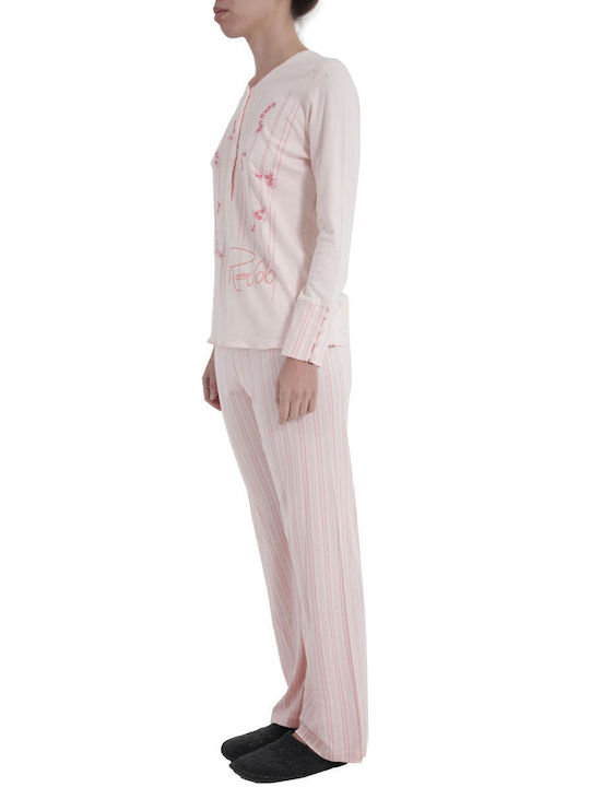 Tata Italia Winter Women's Pyjama Set Cotton Pink