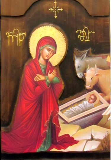 IconsGR Εικόνα Раждането на Христос Дърво 52x28см.