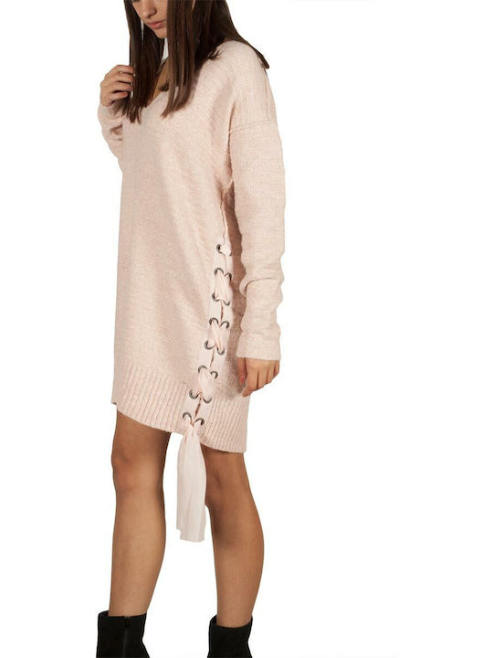Free People Women's Long Sleeve Pullover Cotton with V Neck Soft pink.