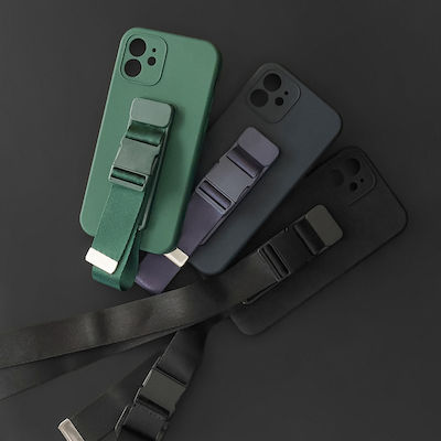 Hurtel Rope Back Cover Σιλικόνης με Λουράκι Navy Μπλε (iPhone 13 Pro)