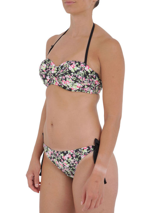 Violetta Padded Bikini Set Strapless Top & Slip Bottom with Laces Floral