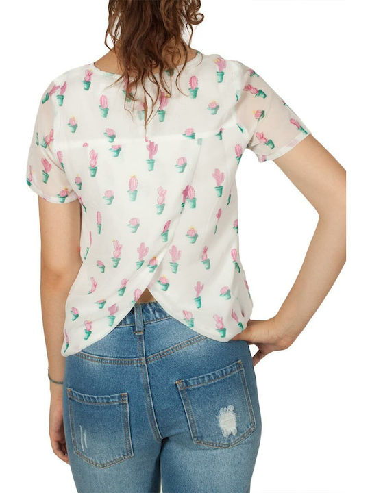 Migle + Me Women's Blouse Short Sleeve Pink