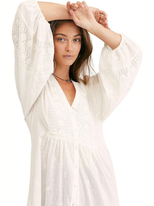 Summer Cotton Tunic Long Sleeve White