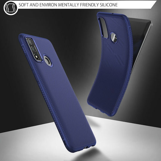 Lenuo Twill Texture Carbon Back Cover Silicone Blue (Huawei P Smart 2020)