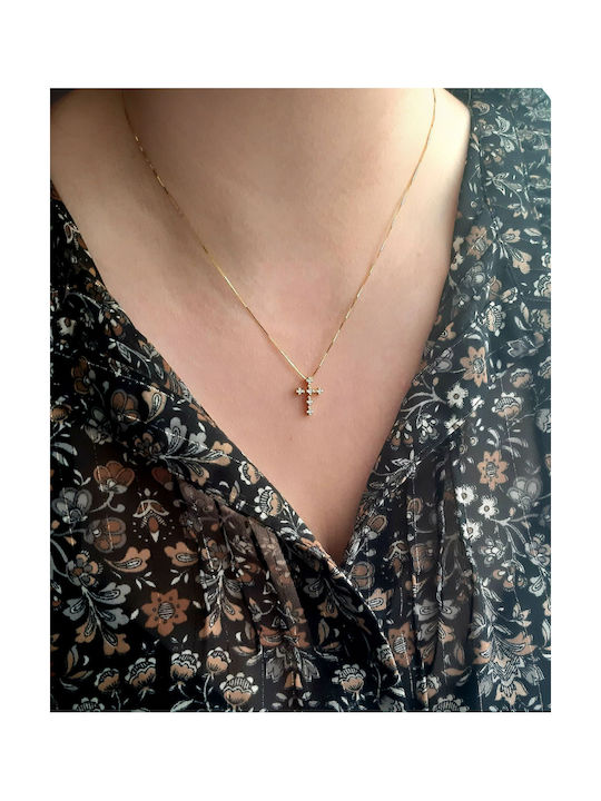 Xrisokosmima Gold Kreuz 14K mit Kette