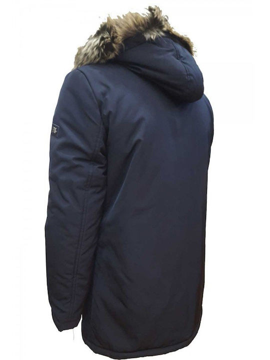 By Serco Men's Winter Parka Jacket Navy Blue