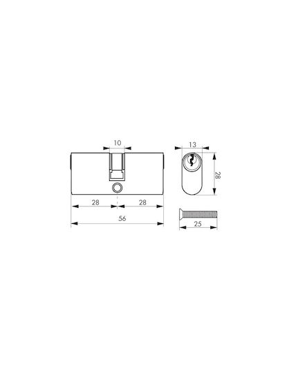 Thirard Lock Cylinder 56mm (28-28) with 3 Keys Gold