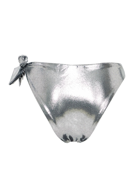 Bikini Slip mit Schnürchen Silber