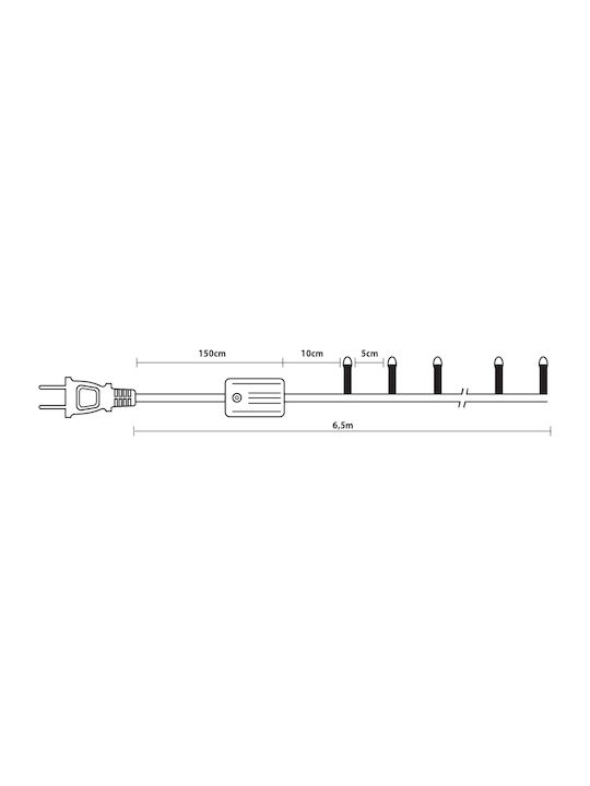 100 Lumini de Crăciun LED Multicolour de tip String cu Green Cable și Programe Lianos