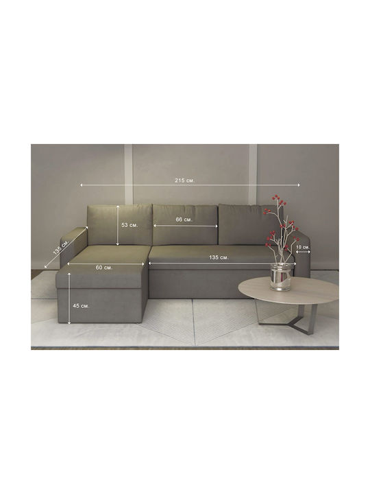 Luna Ecke Sofa mit Umkehrbarer Winkel Graue 200x126x97cm