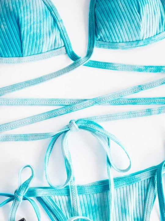Set Bikini Dreieck mit Abnehmbarer Verstärkung & Brasilien Hellblau