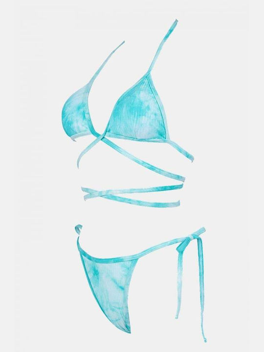 Set Bikini Dreieck mit Abnehmbarer Verstärkung & Brasilien Hellblau