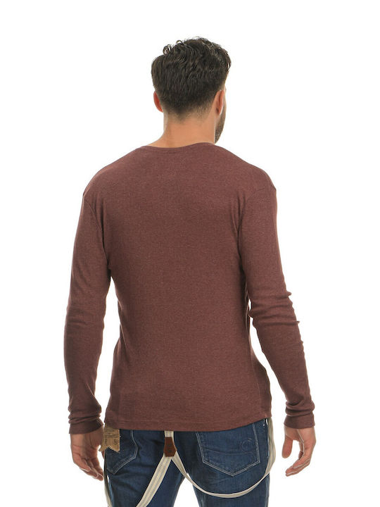 Sublevel Men's Long Sleeve Blouse Burgundy