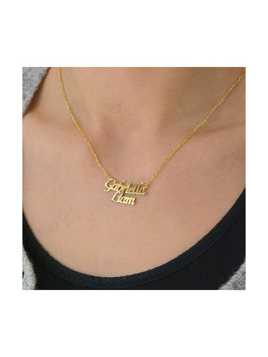 Necklace from Gold Plated Silver with Zircon and Name Option