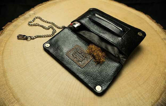 Original Kavatza Leather Tobacco Pouch With Magnetic Clasp Black