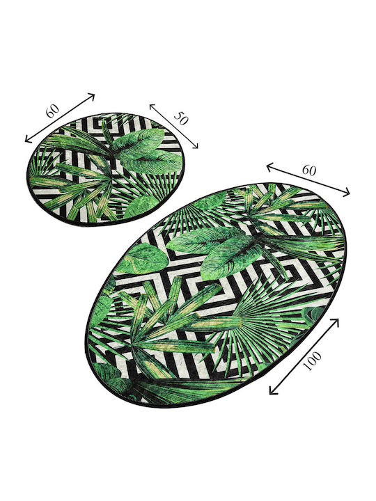 Mijolnir Rutschfest Set Badematten Synthetisch,Polyester/Cotton/Leather Oval Tropic 100% Mehrfarbig 2Stück