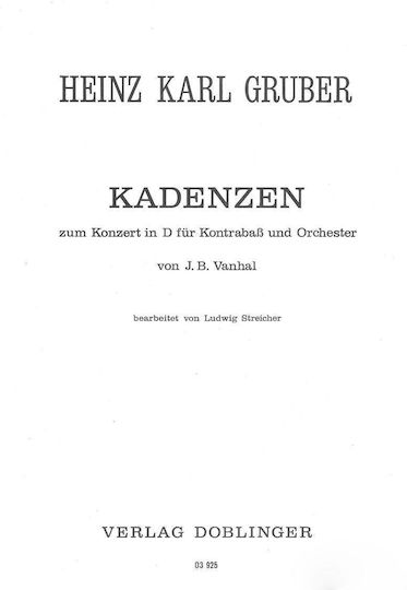 Doblinger Gruber - Kadenzen Zum Konzert In D Παρτιτούρα για Έγχορδα