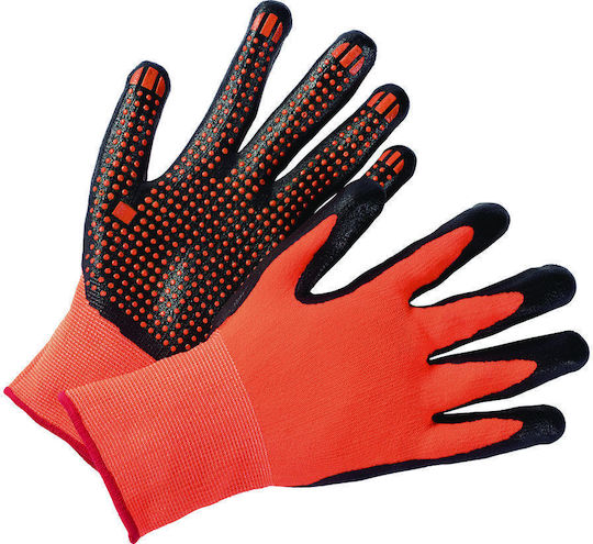 Lux Tools No10 Acoperire Pu+nylon Mănuși de Lucru Roșii Poliuretan 1buc