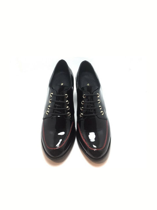 Women's Patent Leather Oxford Boots Black
