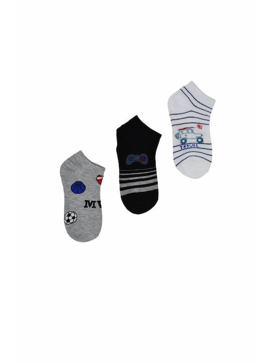 Senses Boys 3 Pack Ankle Socks Multicolour