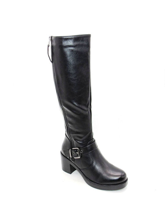 Super Mode Medium Heel Women's Boots with Zipper / Rubber Black