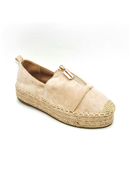 Super Mode Women's Synthetic Leather Espadrilles Beige