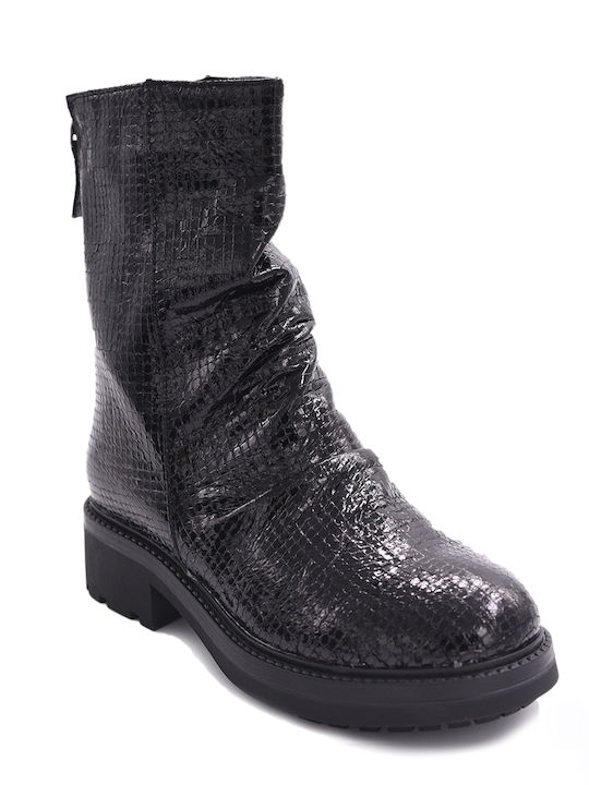 Super Mode Women's Patent Leather Boots Black