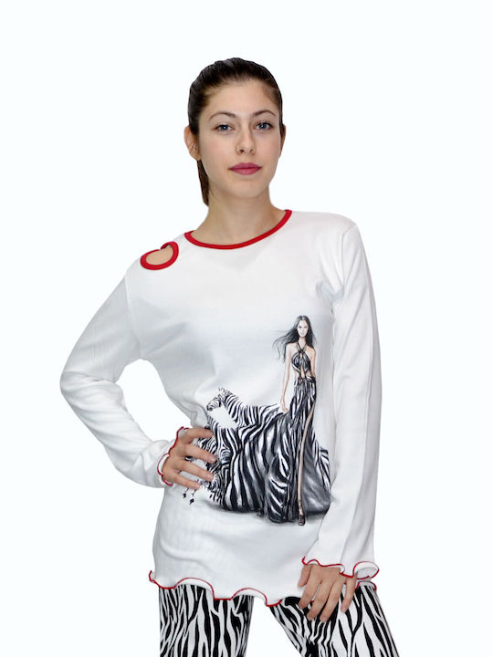 Miss Rodi Winter Women's Cotton Pyjama Top White