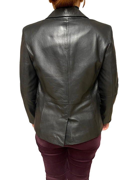 MARKOS LEATHER Women's Leather Blazer Black