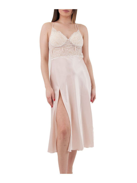 FMS Winter Bridal Women's Robe with Nightgown Beige