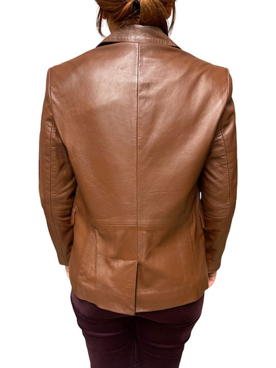 MARKOS LEATHER Blazer pentru femei Piele Sacou Tabac maro