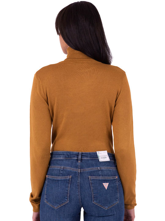 ICHI Women's Long Sleeve Sweater Turtleneck Brown