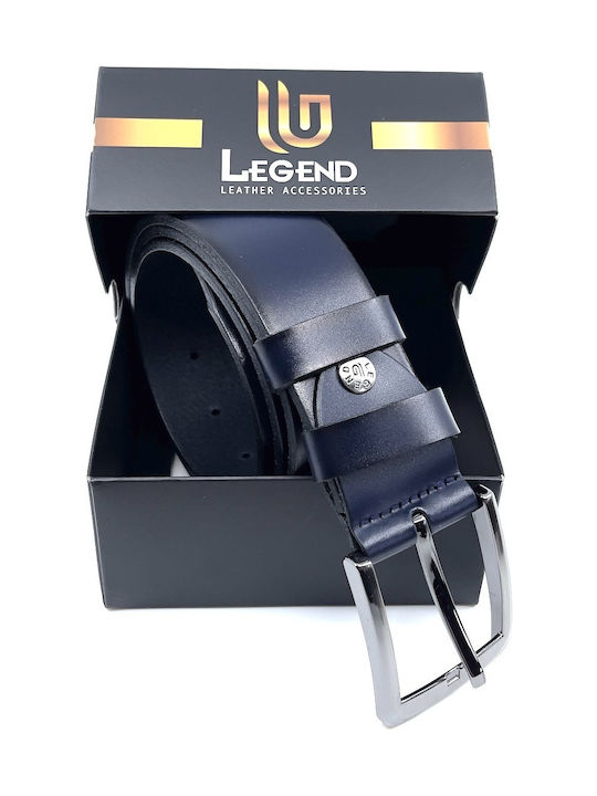 Wide Men's Belt Leather Blue