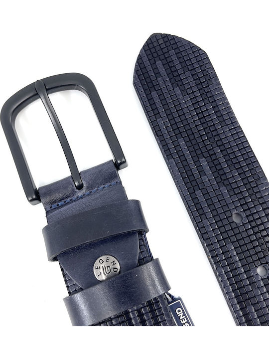 Breit Herren Gürtel Leder Blau