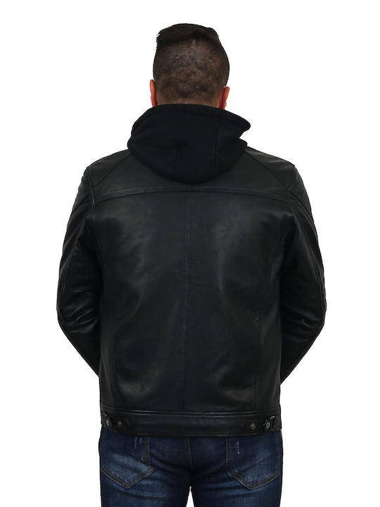 Leatherland Men's Leather Biker Jacket Black