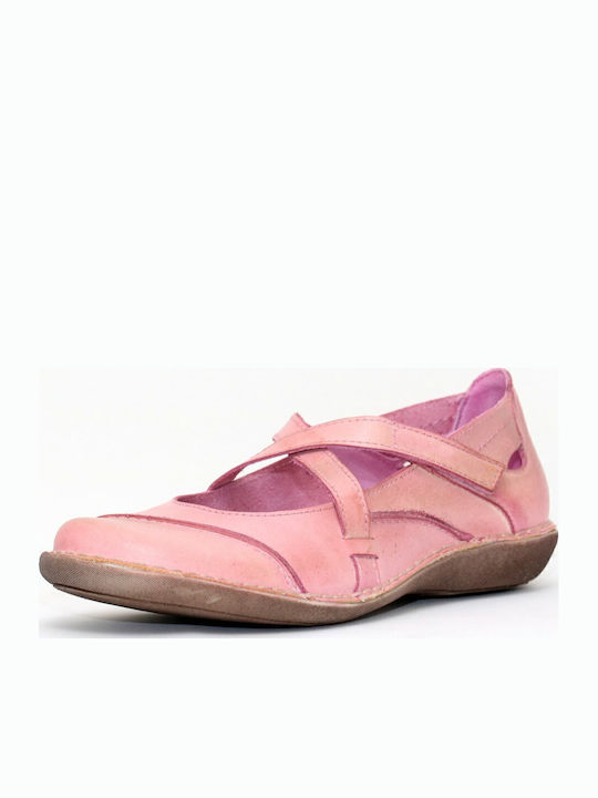Lederne Damen Ballerinas in Rosa Farbe