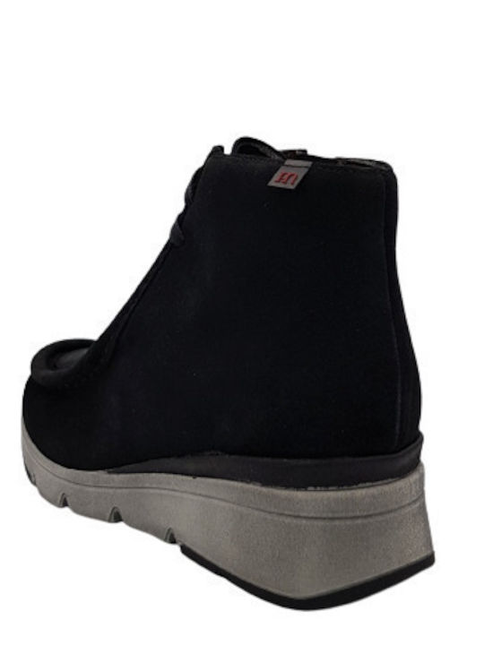 Leder Stiefeletten Damen Schwarz